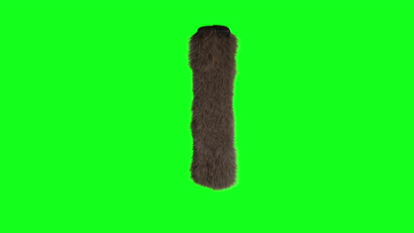 Furry-Hairy-3d-letter-i-on-green-screen
